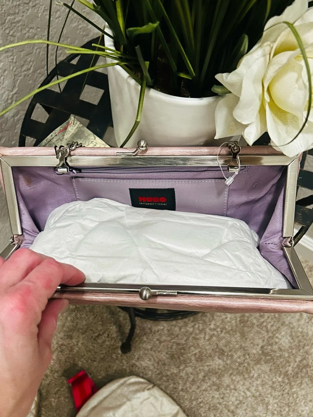 HOBO Blush Pink Leather Chain-Handle Clutch